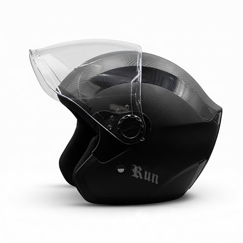 Image of Cortex Run Half Face Helmet Matt Finish with Scratch Resistant Curved Polycarbonate Visor, Hard ABS Shell Helmet for Men and Women | Clear Visor, Lightweight