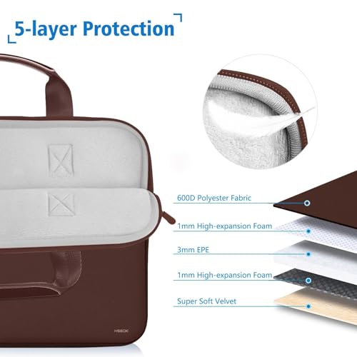 Image of Hseok Laptop Sleeve 13.3-14 inch Case with Small Pouch, Neoprene Computer Bag Compatible with MacBook Pro 14 inch M4 /M3 /M2 /M1 2025-2021, Mac Air /Pro 13.3 inch and Most 13-14 inch Notebooks,Coffee