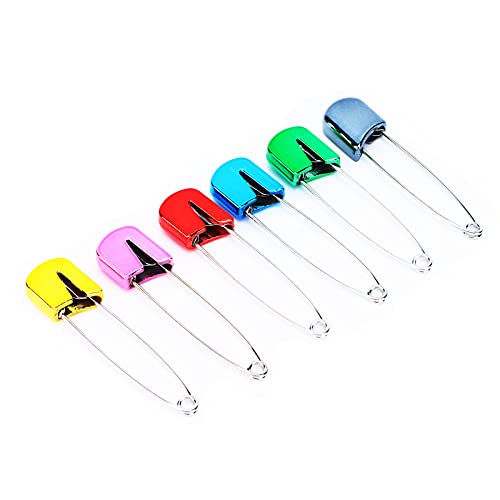 Yanmis Lot de 12 épingles à Couches de Couleurs Assorties, Verrouillage de sécurité Solide, épingles à Coudre, à Tricoter, Longue Durée de Vie, en Acier Inoxydable (6 colorées en Forme de