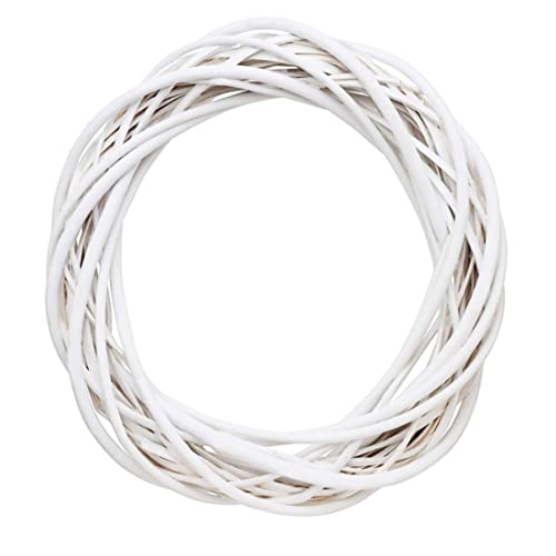 Décor de Couronne en Osier, Couronne de rotin de Noël, 30 cm Porte d'entrée Couronne en Osier Blanche White Wreath Garland pour la Porte d'entrée Décoration de Noël du Mariage, Couronne de rotin de N