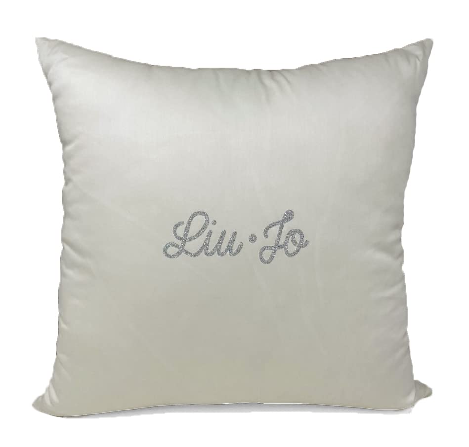 Russo Tessuti Cuscino Decorativo in Rasatello Lucente LIUJO Liu Jo Strass Arredo Casa 40X40-Avorio