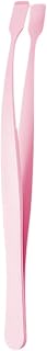 Eyelash Applicator Tool – Stainless Steel 10x1cm | Compact Non Slip Precise Professional Makeup | Flat Tipped Extension Tweezers Easy Use Beginners Lower Lash Separating Girls Women Travel Salon