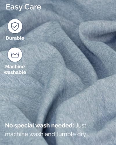 Image of Extra Deep Flex Top Split Head King Fitted Sheet - Hotel Luxury Single Fitted Sheet Only - Easily Fits 18 inch to 24 inch Mattress - Ultra Soft, Wrinkle Free w /Extra Deep Pockets - Heathered Blue
