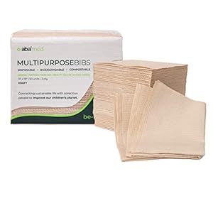 aba Waterproof Biodegradable Compostable Disposable Dental Bibs 50 pcs| Multipurpose 3 ply Patient Bibs | Tattoo | Piercing | Beauty Salon | Clean Dining | 13″ x 18″ Kraft Sheet
