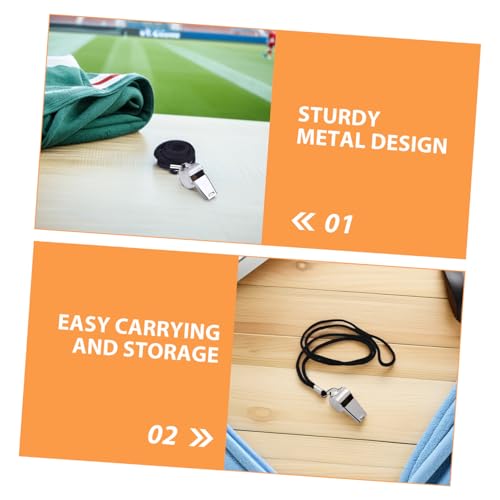 6 silbatos de acero inoxidable con cordón para árbitros y entrenadores miniatura 3