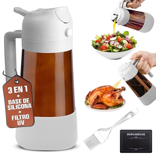 ARVOMA Óleo 2 em 1 - pulverizador de óleo spray - spray de óleo anti-gotejamento reutilizável para cozinha saudável e fritadeira de ar - dispensador de óleo 2 em 1