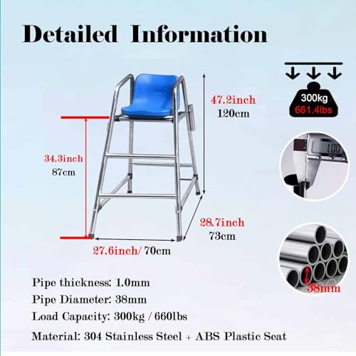 Silla Salvavidas para Piscina Acero Inoxidable 150cm miniatura 2