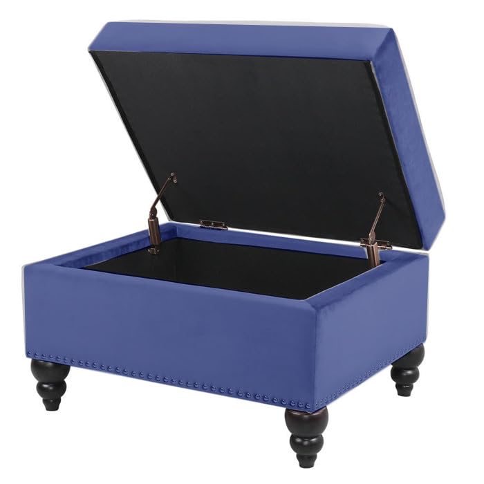 Image of Chesterfield Velvet 3 Seater Round Arm Sofa + Ottoman Modern Sofa for Your Loving Space, Bedroom, Living Room, Offices (Blue)