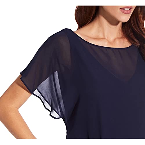 Adrianna Papell Women's Chiffon Overlay Draped Dress4