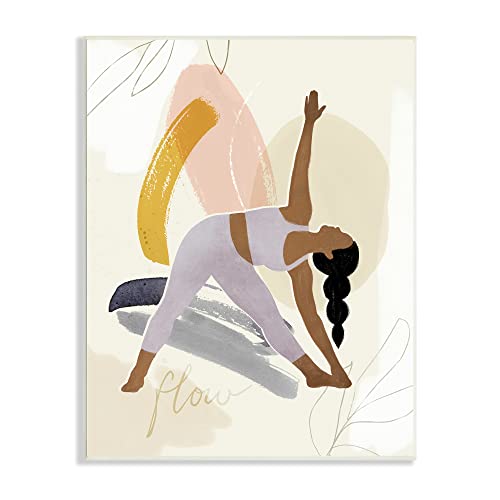 Stupell Industries Flow Yoga Text Plant Pattern Person Stretching,Design by