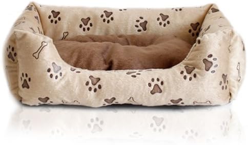 Colorfulhouse Pet Paw Print Pet Bed with Cushion, Medium 16-inch By 22-inch (Brown)