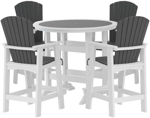 HDPE High Top Outdoor Bar Table and Chair Set for Patio, Balcony, Garden, or Poolside – Weather-Resistant, Low-Maintenance Dining Solution