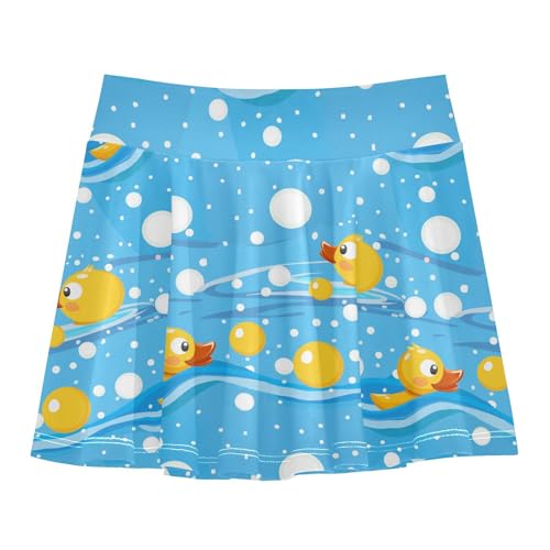 visesunny Girl's Golf Skirt Athletic Cartoon Duck Swimming Tennis Skort Sport Activewear with Double Layer Pockets