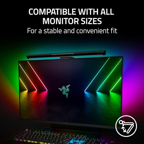 Image of Razer Aether Monitor LED Light Bar: Front & Back Lighting - Wide Natural Illumination - Fits Most Monitor Sizes - Chroma RGB - Works with Alexa, Google Home - Razer Gamer Room App for Unified Control