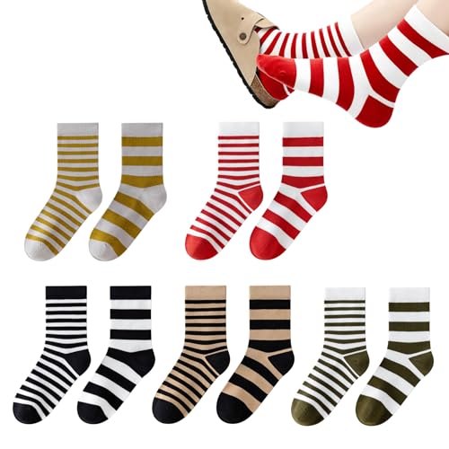 Image of Women's Crew Socks, Casual Athletic Running Cushioned Socks, 5 Pairs