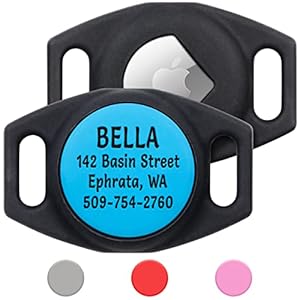 GoTags Personalized Airtag Dog Collar Holder, Engraved Airtag Case for Pet Collar, Custom Text Airtag Slide On Tag for GPS Dog Tracker, Track Dogs with Apple iPhone (Personalized, Small)