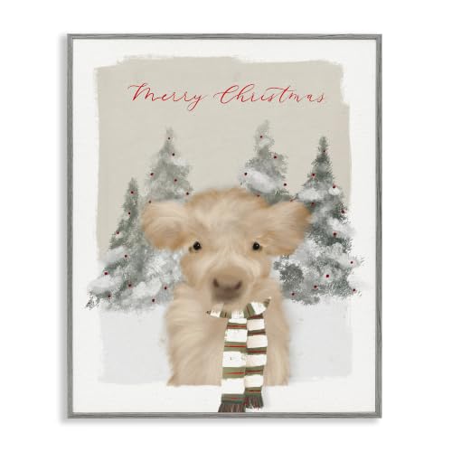 Christmas Baby Calf Farmhouse Holiday, 16 x 20 Inch Framed Giclée Print