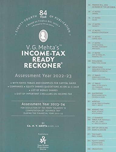 V G Mehta - Income Tax Ready Reckoner -2022 Edition - AY 2022-2023