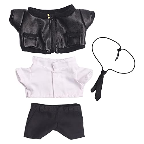 Veste en cuir pour peluche 20 cm avec chemise et pantalon noir niannyyhouse