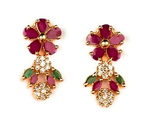 Image of Sasitrends Micro Gold Plated Peacock AD Stone Studded Jewellery Set