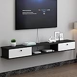 sibeg console multimediale a parete con 2 ante, supporto tv galleggiante per centro di intrattenimento, supporto per set-top box, montaggio richiesto, mdf/b/140 cm