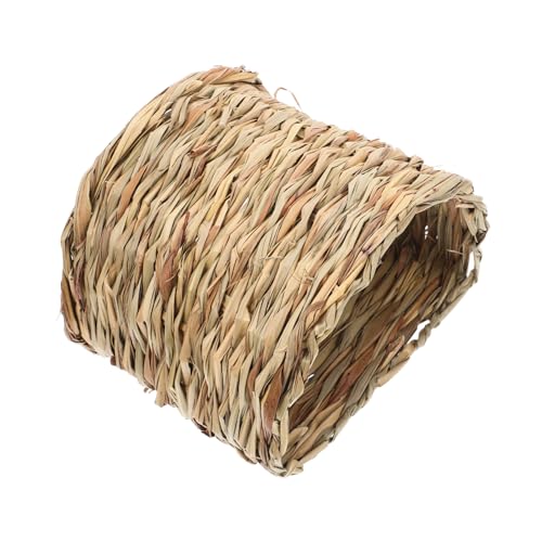 LEDMOMO 手作り草の隠れ家 トンネル おもちゃ ウサギ ハムスター チンチラ用 自然素材 換気設計 洗濯可能 ぬくもりあるペットスペース