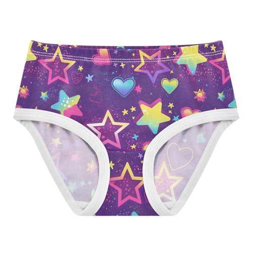 Wusikd Neon Color Girls' Underwear Cotton Stars Hearts Girls Briefs Soft Toddler Underwear 2T