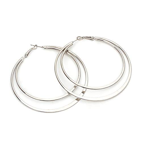 Pendientes simples europeos y joyería para mujer Moda americana Pendientes salvajes Pendientes con candado para mujer (plata, talla única) Cover