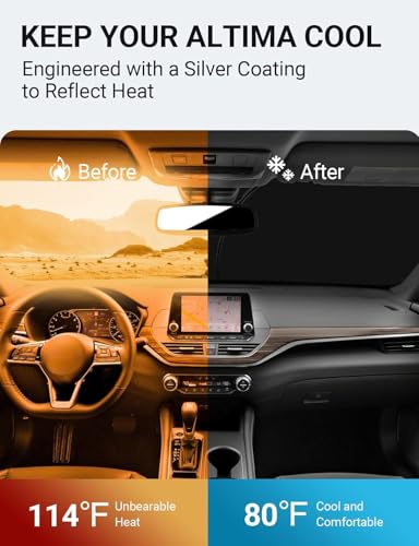 Image of Proadsy Windshield Sun Shade for Nissan Altima 2019-2025 2026 4-Layer Foldable Front Sunshade Protector Sun Visor Blocks UV Rays Keep Car Cooler