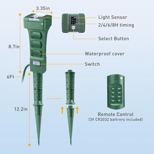 image for Brightown Outdoor Power Stake Timer, 24 Hour Light Timers with Remote 
