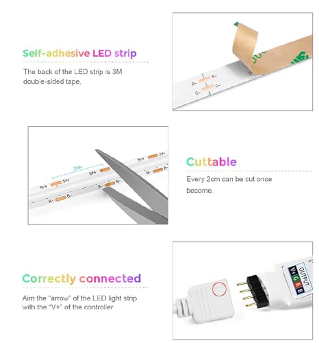 Tira LED RGB COB USB 5V 1 Metro con Control Bluetooth miniatura 2