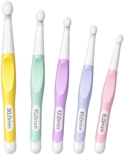 GKINIKG Crochet Hooks for Chunky Yarn, Jumbo Crochet Hook Set 8–20mm, Ergonomic Large Grip Big Crochet Hooks for Blanket/Throw/Shawl Projects, DIY Craft Gift