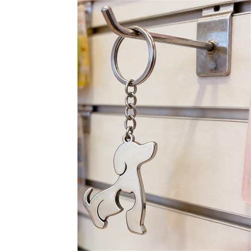 Porte-clés de voiture en acier inoxydable pendentif chien bijoux taille métal sac à dos - 5