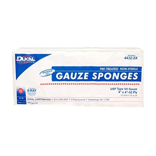 Dukal Gauze Sponge, Tipo VII, No Estéril, Detectable por Rayos X, Premium 32 Capas, 4" x 4" (Paquete de 1000) miniatura 2