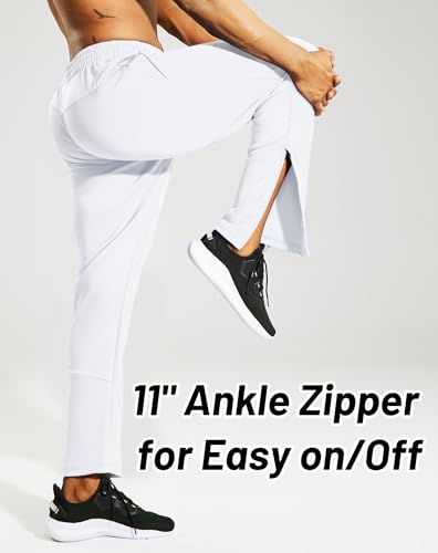 Image of MIER Mens Ankle Zip Sweatpants, Soccer Warm-up Track Pants with Pockets