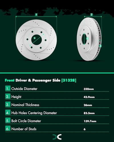 Image of SCITOO Front Brake Kits Drill & Slotted Brakes Rotor Brake Pads:31328;D1015