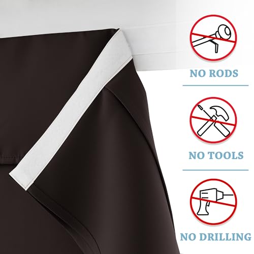 RYB HOME Sightlight French Door Curtains, Privacy Half Window Curtains Thermal Insulate Covering for Patio/Glass/Front Door, 12 inch x 40 inches, Brown, 1 Panel