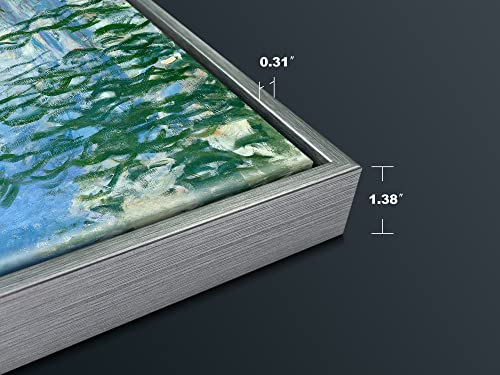 Wieco Art Framed Wall Art Canvas Print Of Water Lilies By Claude Monet Paintings Reproduction Modern Canvas Wall Art For Home And Office Decoration Abstract Artwork Silver Frame #TOP3