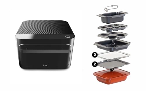 Brava Oven Chef's Choice Set: 10-in-1 Touchscreen Countertop Smart Oven, Air Fryer, 6-Slice Toaster, Slow Cooker, Reheater, Dehydrator, Rice Cooker, Healthy & User Friendly, Auto-Shut Off, Black