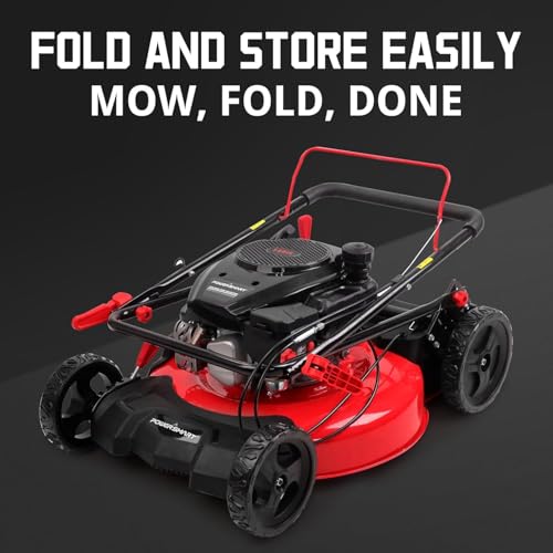 Image of PowerSmart 21-Inch Gas Push Lawn Mower with 144cc 4-Cycle OHV Engine, 2-in-1 with Mulch and Side-Discharge, 6-Position Adjustable Cutting Height (DV8621C)