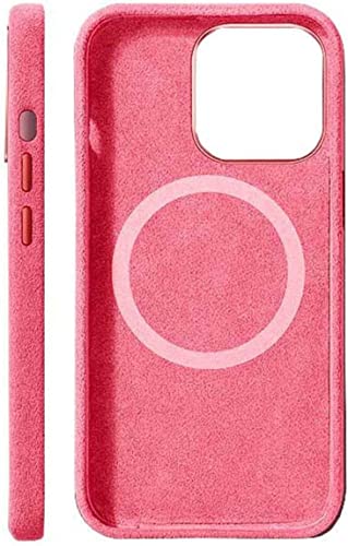 Coque iPhone 14 en Alcantara rose luxe et protection complète pour smartphone Apple