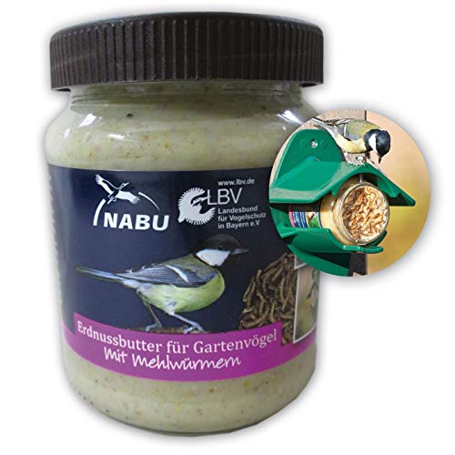 CJ Wildlife Erdnussbutter für Gartenvögel mit Mehlwürmer, Sparpaket 4 x 330g