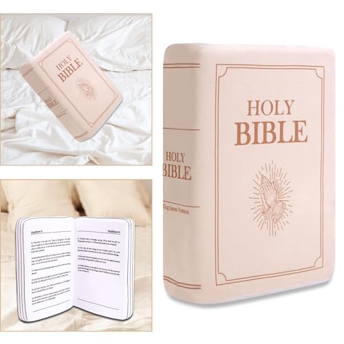 VKMON Bible Pillow Book Plush That Opens for Kids Adults Christian Gifts Cozy Faith Bible Pillow (Beige)