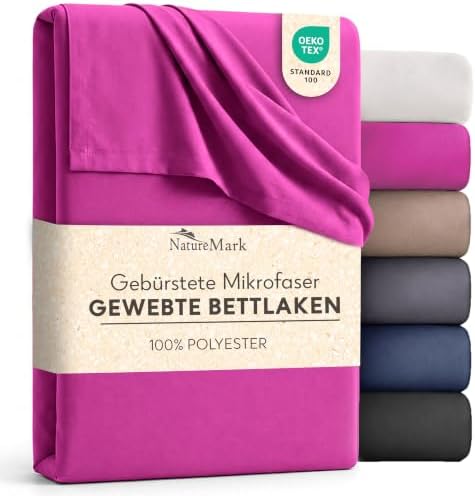 NatureMark Bettlaken ohne Gummizug 240x275 cm – Flaches Laken aus gebürsteter, gewebter Mikrofaser, weich & atmungsaktiv, knitterarm, schnelltrocknend & pflegeleicht – Pink