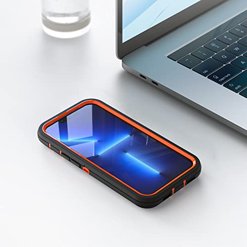 Image of Case for iPhone 12 Pro Max, Heavy-Duty Tough Rugged Shockproof Drop Protective Cover Phone Cases, Black+Orange