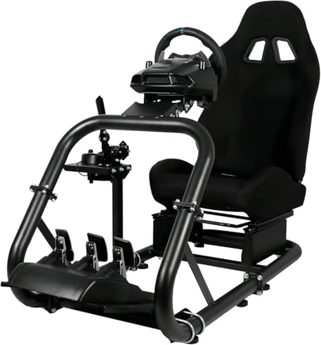 Dardoo Rennsimulator Cockpit with Large Round Tube lenkradständer Rennsitz Adjustable passend für Logitech G25 G27 G29 G920, für Thrustmaster, für Fanatec without Steering Wheel, Pedal and Shifter