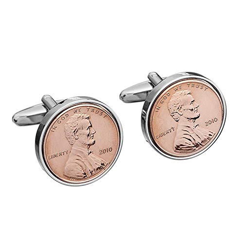 Worldcoincufflinks Cufflinks Rhodium plated 9th Anniversary 'Copper' 2011 Mint 1 Cent Cufflinks