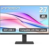 INNOCN 27 Inch 4K Monitor Computer UHD 3840 x 2160 LCD IPS Display, HDR400, USB C 65W, DP, HDMI, PC Monitor for Mac Laptop, 1.07B+ Colors, Built-in Speakers, Pivot/Height Adjustable Stand, Black