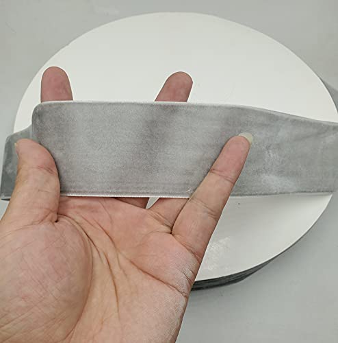 Image of 10 Yards Velvet Ribbon Spool (Gray, 2 inch)