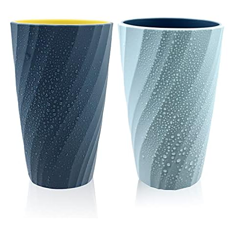 2Pack Unbreakable Bathroom Tumbler Toothbrush Cup, Soft and Durable, Bathroom Cup Toothbrush Tumbler Toothbrush Holder (Light Blue and Dark Blue) Cover